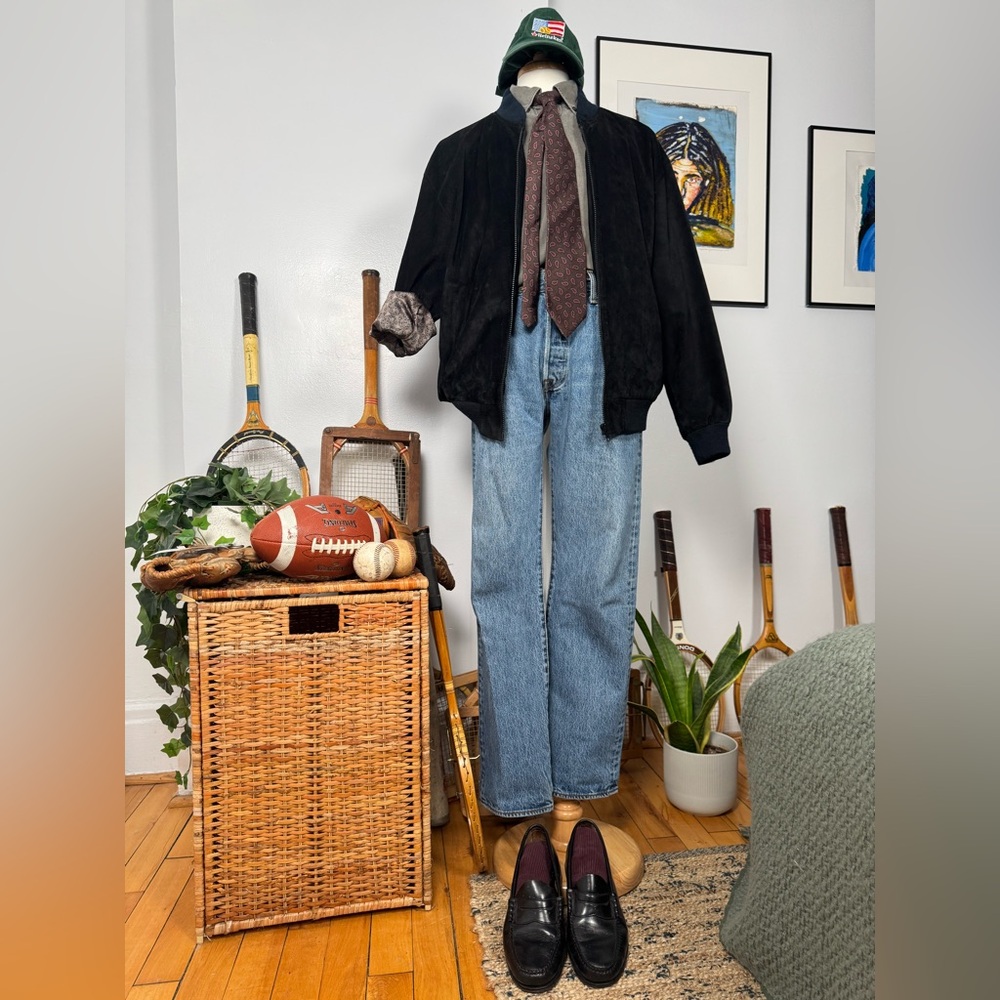 Vintage LE CHATEAU Suede Leather Bomber Jacket – Size L